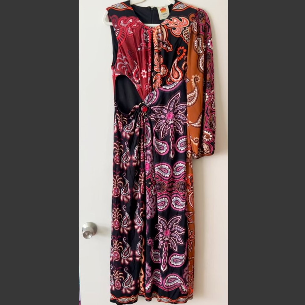 Farm Rio: Sweet Mermaids One Shoulder Maxi Patchwork Cut Out Dress - Picture 9 of 9